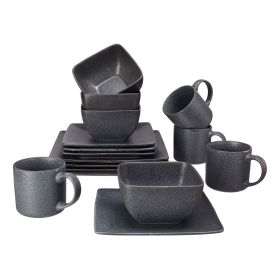 Better Homes & Gardens- Dark Gray Square Stoneware 16-Piece Dinnerware Set