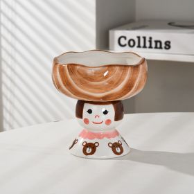 Creative Ceramic Mug Bowl Tray (Option: Pink Skirt Doll Bowl)