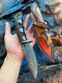 Wild Survival Outdoor Small Straight Knife (Option: Damascus knife)